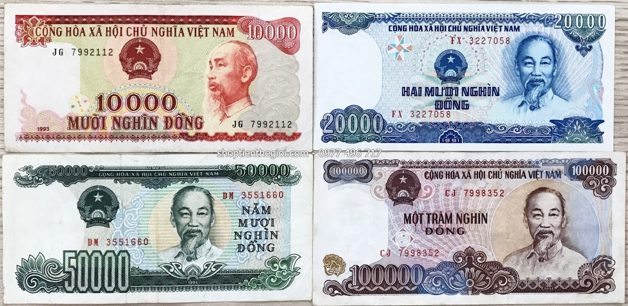 Bộ 4 tờ 10 nghìn đến 100 nghìn đồng MỚI - SP000012