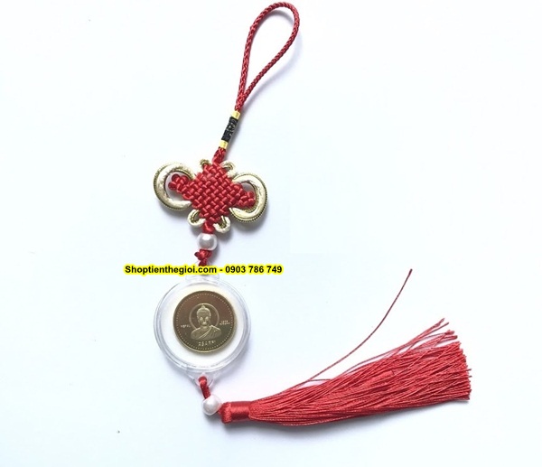 Dây treo may mắn xu hình Phật Nepal (Tặng Túi Gấm) - SP001052