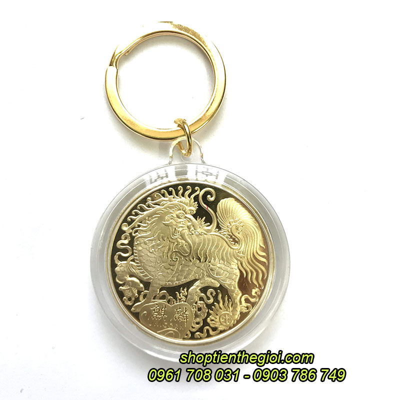 Móc Khóa xu Lân Vàng