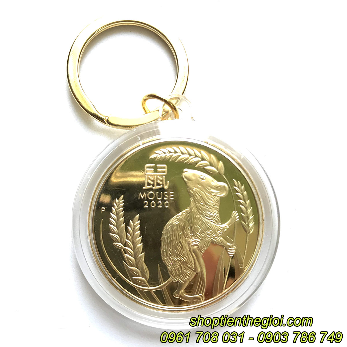  Móc khóa xu Úc con chuột mạ vàng