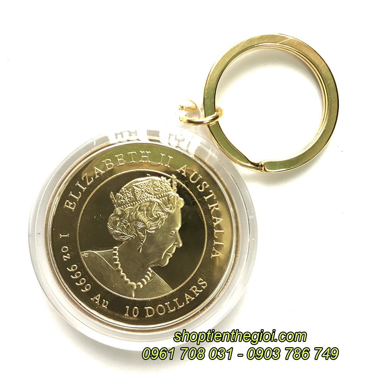  Móc khóa xu Úc con chuột mạ vàng