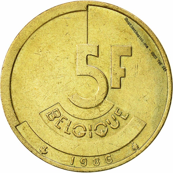 Xu Belgium - Bỉ 5 Francs 1986-1993  -  SP002259
