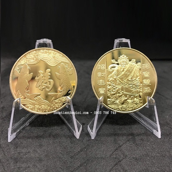 Móc khóa Xu Thần Tài Mạ Vàng Cá Chép - SP002387