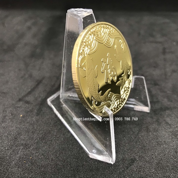 Móc khóa Xu Thần Tài Mạ Vàng Cá Chép - SP002387