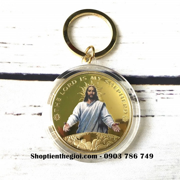Móc khóa Xu Hình Chúa Mạ Vàng In Màu - SP002388
