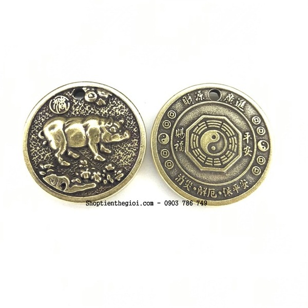 Mặt Đồng Xu Đồng Hình Con Heo - SP002441