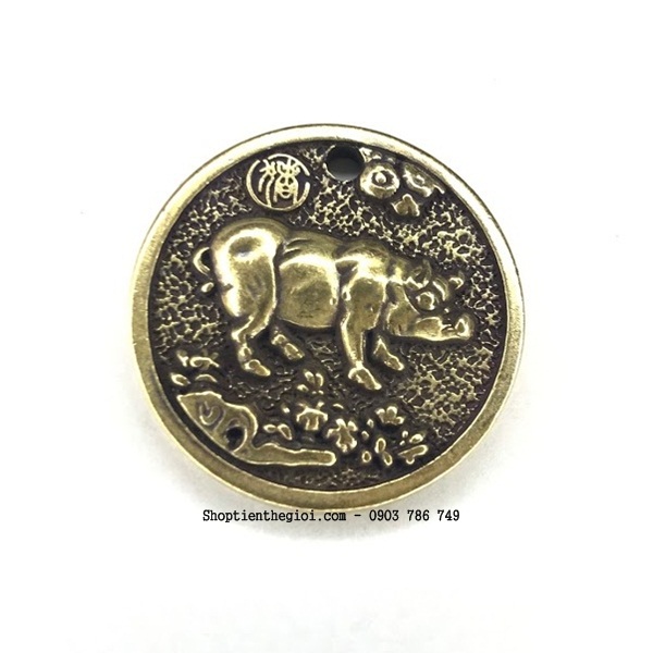 Mặt Đồng Xu Đồng Hình Con Heo - SP002441