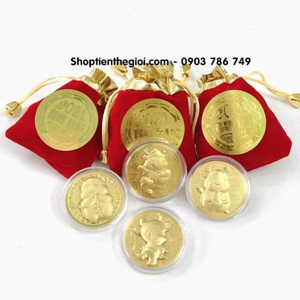 Đồng Xu Con Trâu CUTE Tặng Túi Gấm 2021  -  SP005045