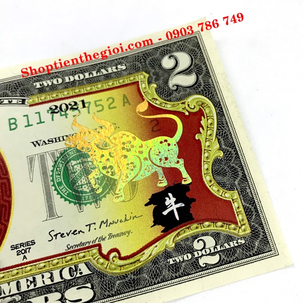 Tiền 2 USD Hình Con Trâu Mạ Vàng 2021 - SP005054