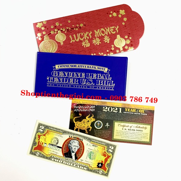 Tiền 2 USD Hình Con Trâu Mạ Vàng 2021 - SP005054