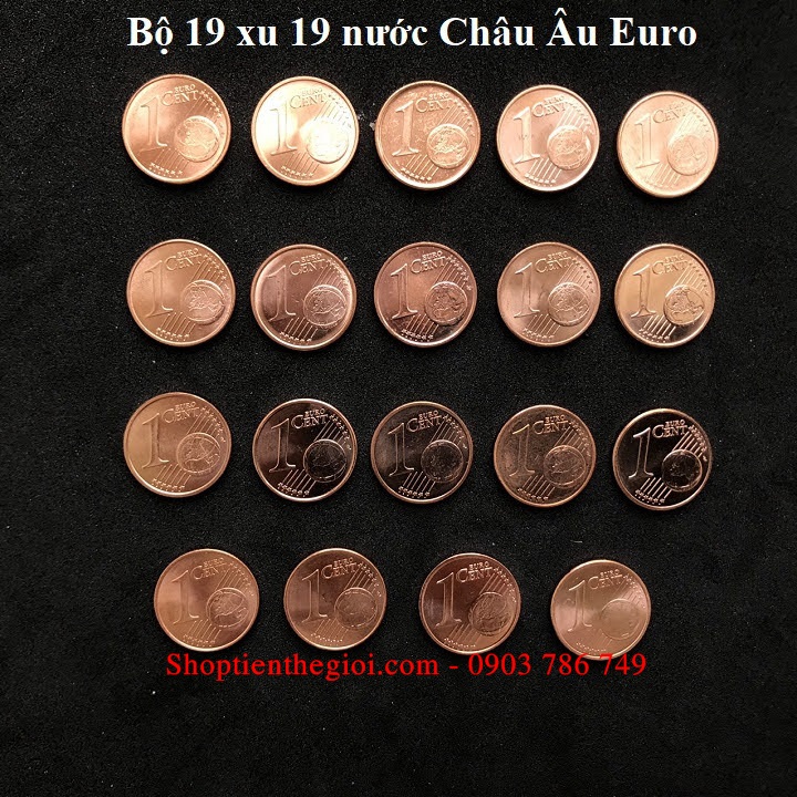 Bộ 19 xu 19 nước Châu Âu Euro  -  SP005181