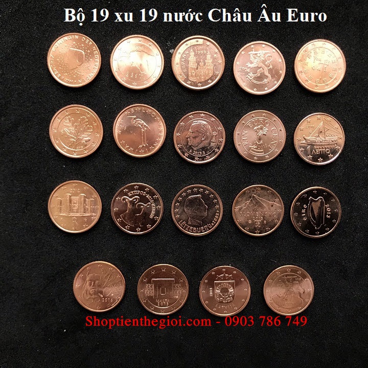 Bộ 19 xu 19 nước Châu Âu Euro  -  SP005181