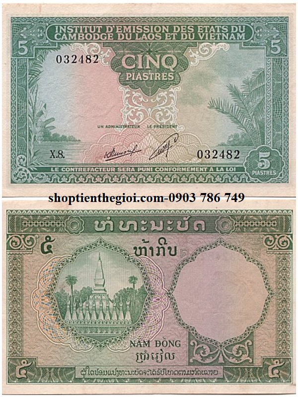 5 đồng piastre 1953 Laos