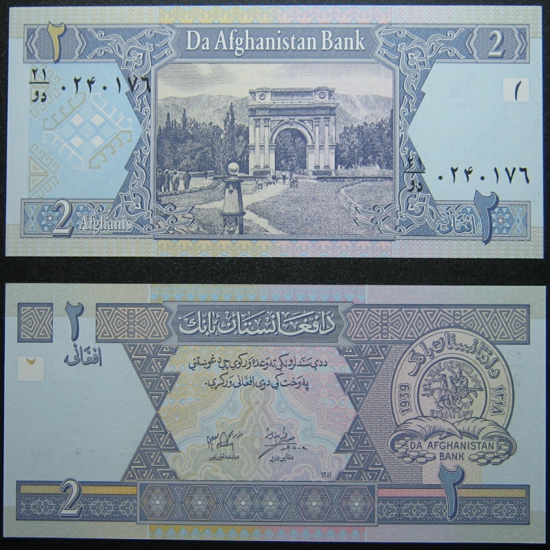 Afghanistan 2 Afghanis 2002 UNC