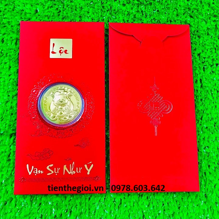 Bao Lì Xì Lộc Đồng Xu Thần Tài Mạ Vàng Cute - SP007128