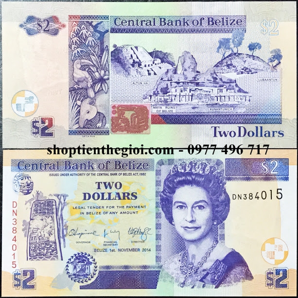 Belize 2 Dollar 2014 UNC