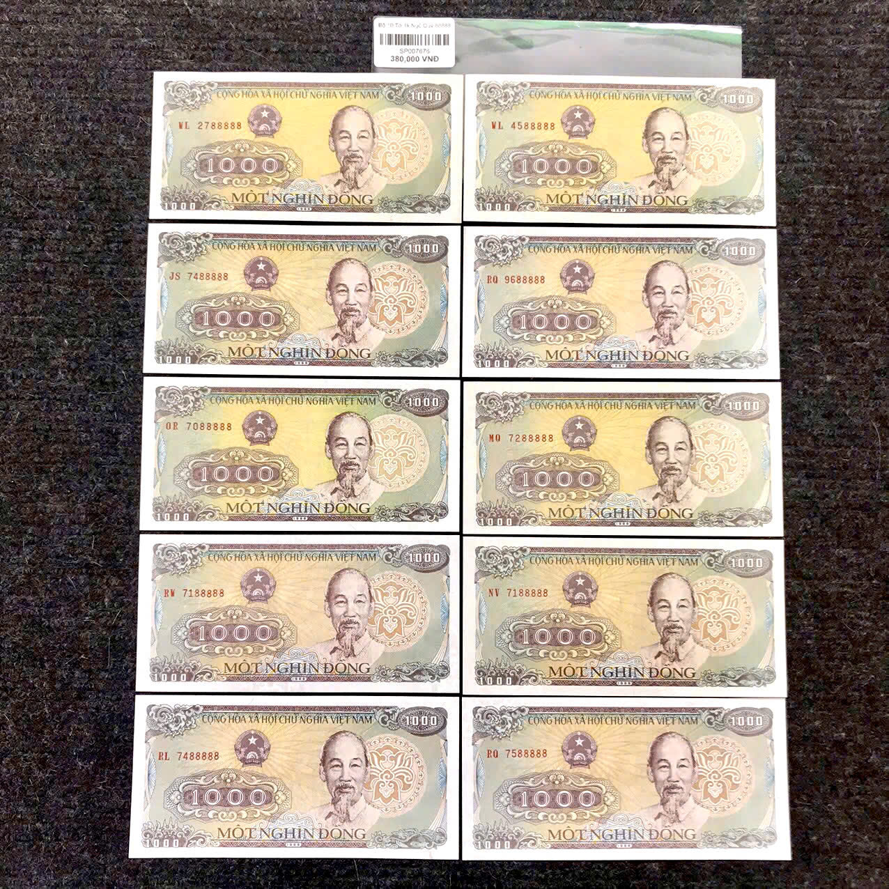 Bộ 10 Tờ 1k Ngũ Quý 88888 - SP007676