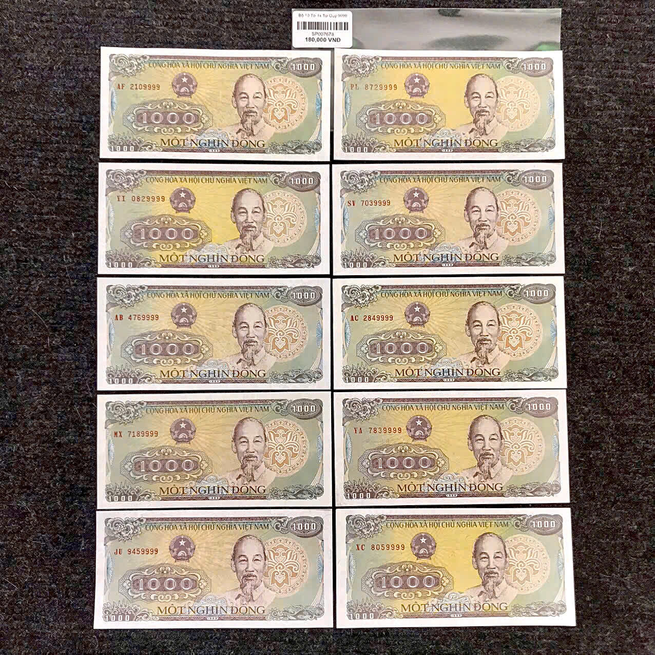 Bộ 10 Tờ 1k Tứ Quý 9999 - SP007678