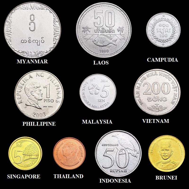 Bộ 10 xu của 10 nước Đông Nam Á