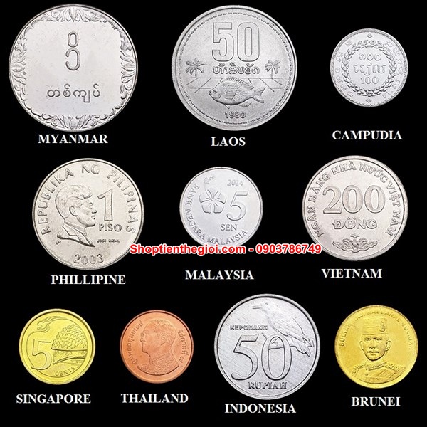Bộ 11 xu của 11 nước Đông Nam Á