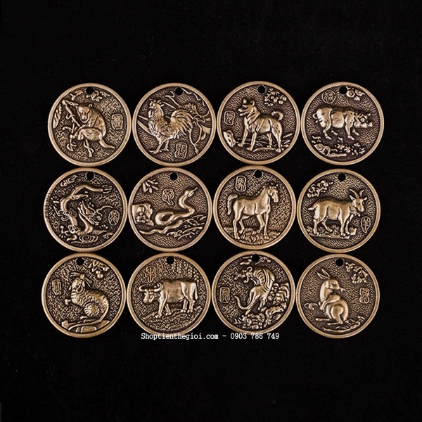 Bộ 12 Mặt Đồng Xu Đồng 12 Con Giáp - SP002442