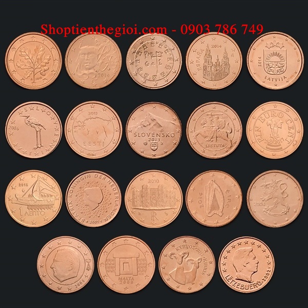 Bộ 19 xu 19 nước Châu Âu Euro  -  SP005181