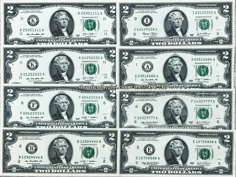 Bộ 2usd tứ quý từ 1-8