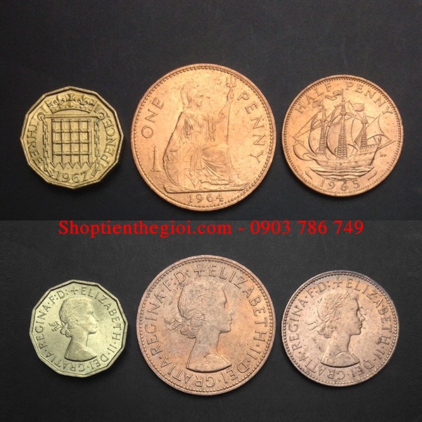 Bộ 3 xu Anh 1964-1967  -  SP005174