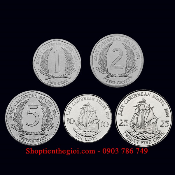 Bộ 5 xu Đông Caribe 2004-2008  -  SP005189