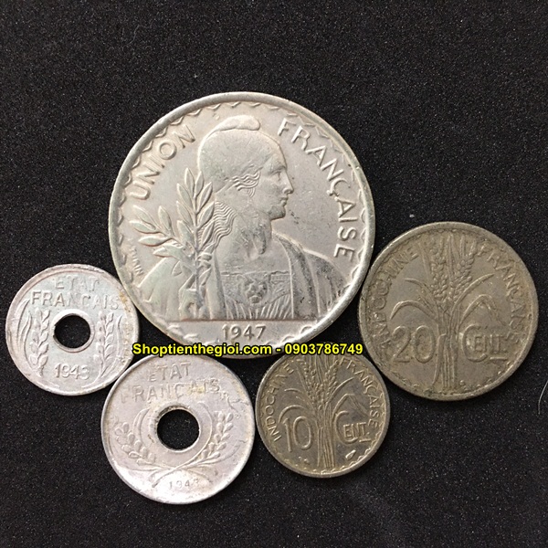 Bộ 5 xu Đông Dương VN 1939 -1947