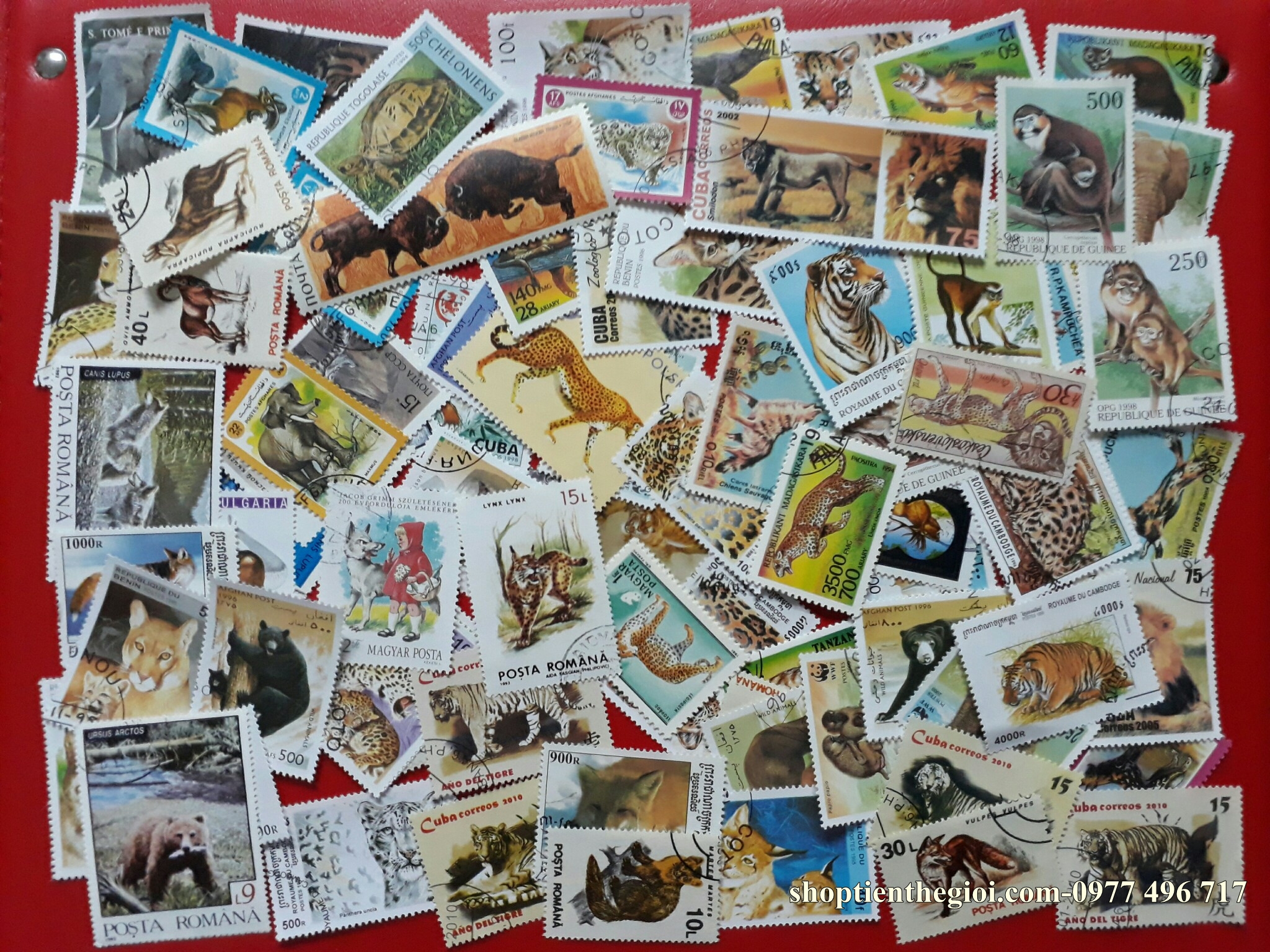 Bộ 100 tem chủ đề động vật