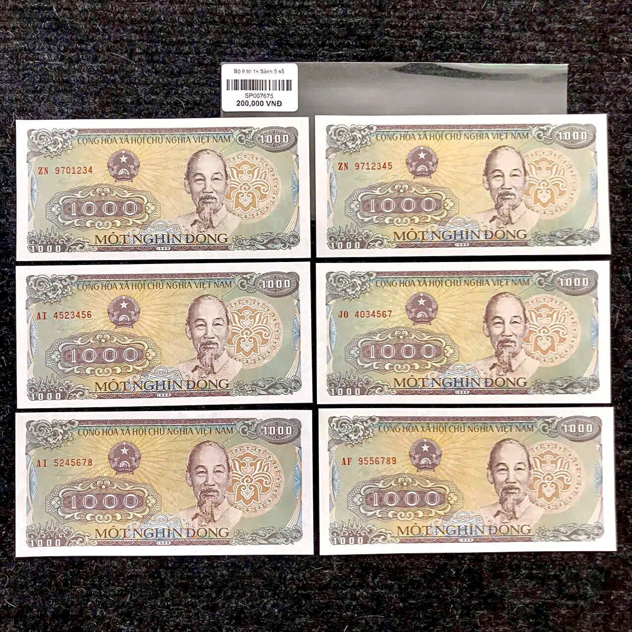 Bộ 6 tờ 1k Sảnh 5 số - SP007675