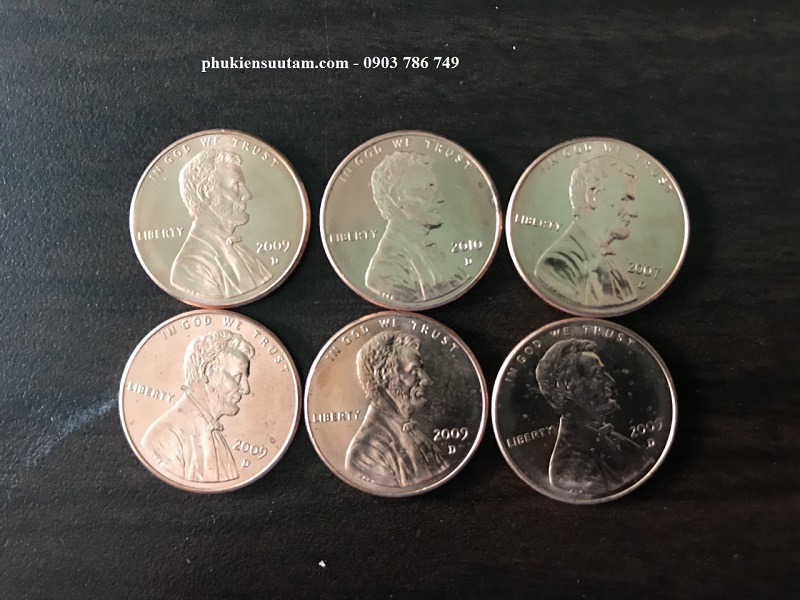 Bộ 6 xu Lincon 1 cent của Mỹ