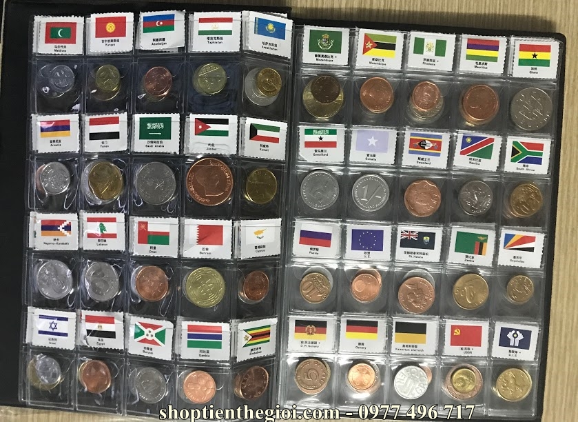 Bộ Album xu 120 nước quốc tế có cờ