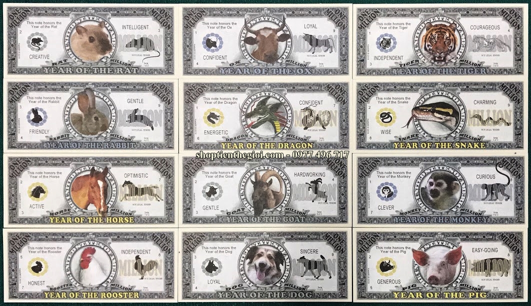 Bộ tiền lưu niệm 12 con giáp của Mỹ