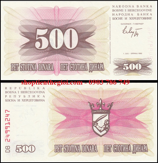 Bosnia And Herzegovina 500 Dinara 1992 UNC