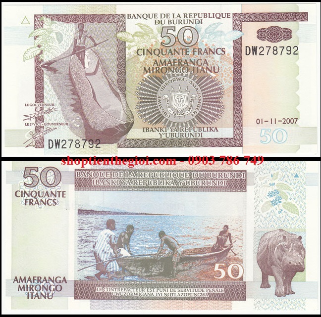 Burundi 50 Francs 2007 UNC