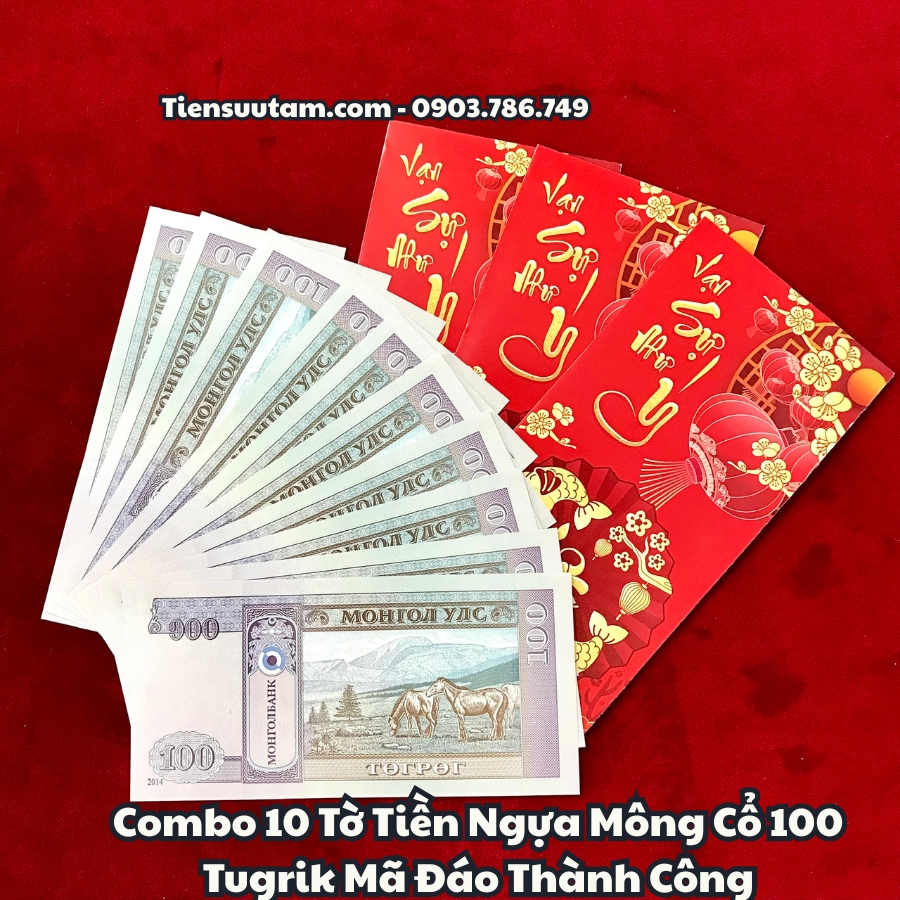 Combo 10 Tờ Tiền Ngựa Mông Cổ 100 Tugrik Mã Đáo Thành Công - SP008283