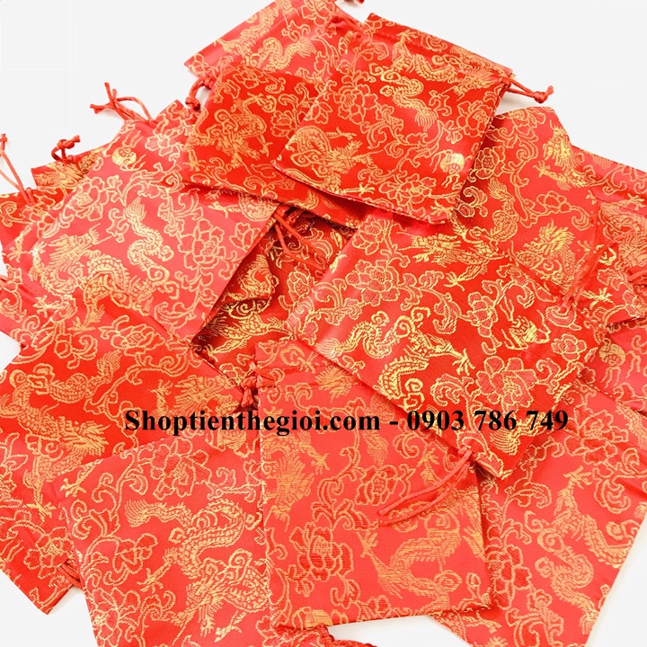 Combo 100 túi gấm long phụng size 10x13 - SP005245