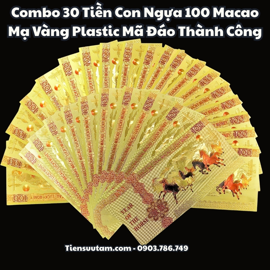 Combo 30 Tiền Con Ngựa 100 Macao Mạ Vàng Plastic Mã Đáo Thành Công - SP005911