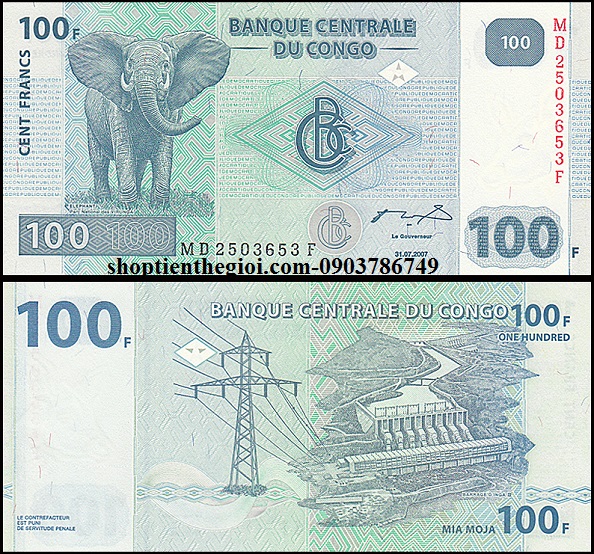 Congo 100 Francs 2007 UNC