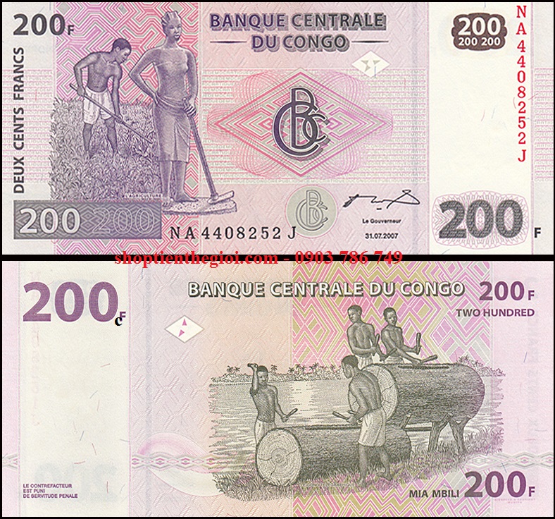 Congo 200 Francs 2007 UNC