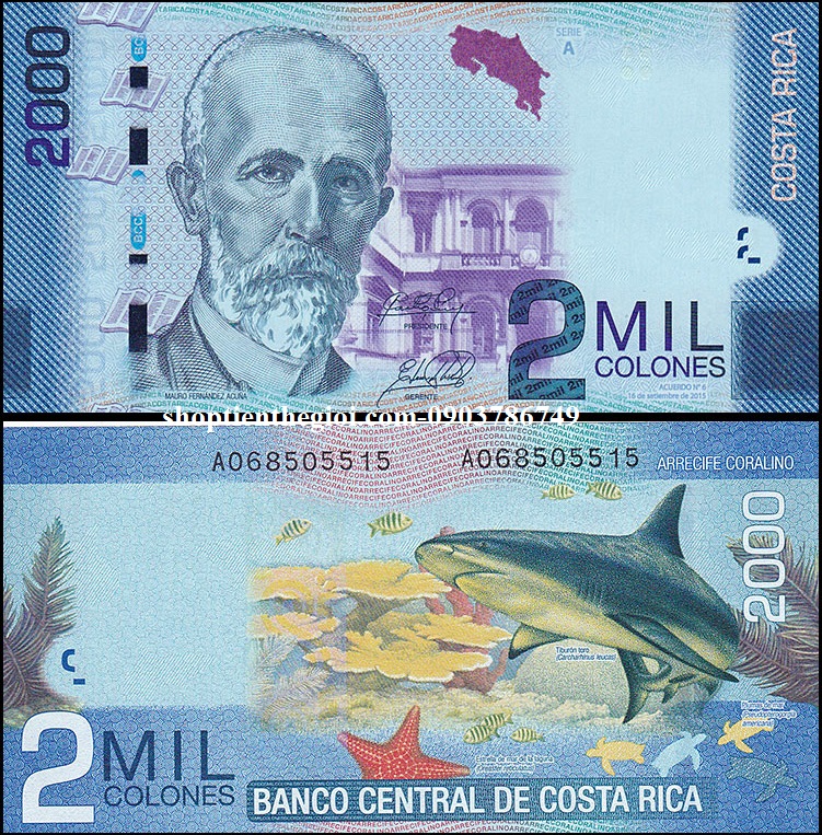 Costa Rica 1000 Mil Colones 2015 UNC Polyme