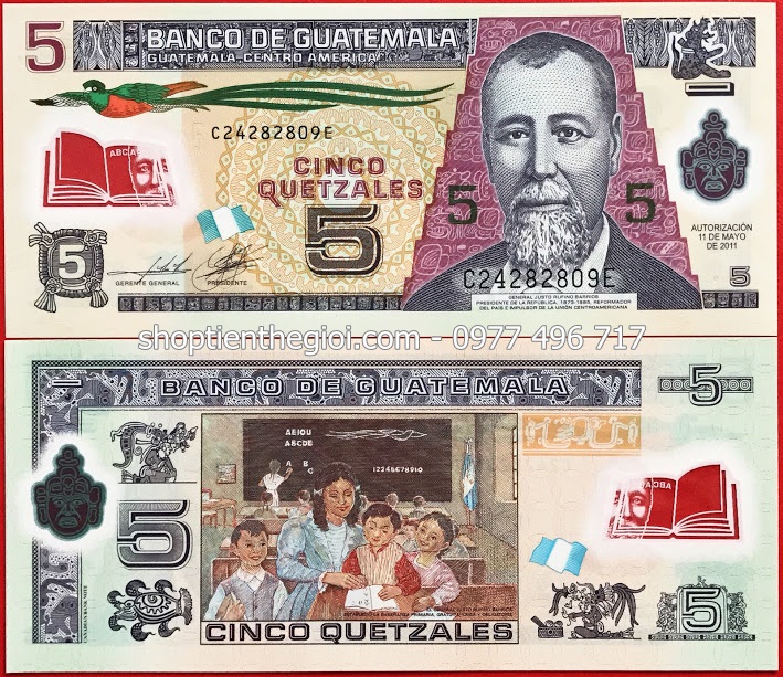 Guatemala 5 Quetzales 2011 UNC Polymer