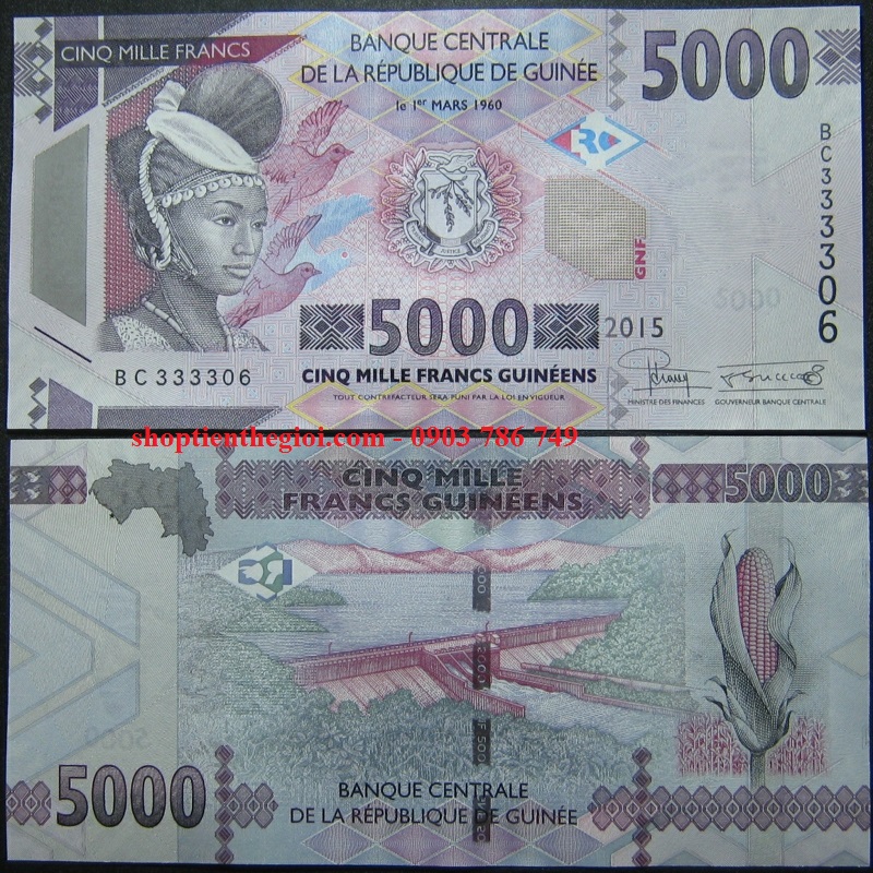 Guinea 5000 franc 2015 UNC