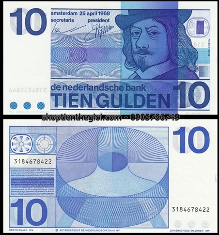 Hà Lan 10 Gulden 1968 UNC