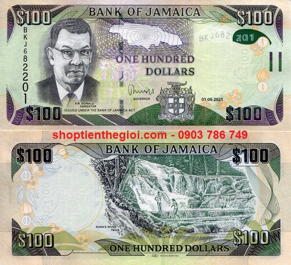 Jamaica 100 Dollars 2021 UNC Hybrid (tờ) - TT000557