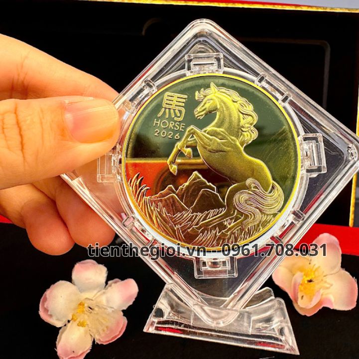Khung Xoay Xu Úc Hình Con Ngựa Mạ Vàng 2026 - SP008174