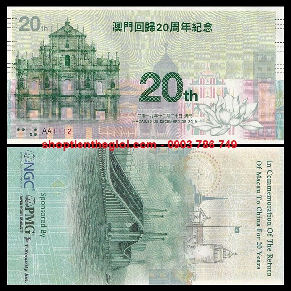 Macao 20 Năm Kỷ Niệm Về Trung Quốc 2019 UNC (tờ) - SP006087