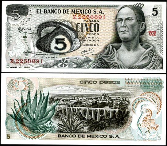 Mexico 5 Pesos 1969 UNC